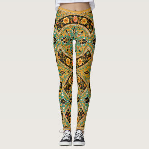 Vintage Decorative Arabic Floral Pattern Leggings