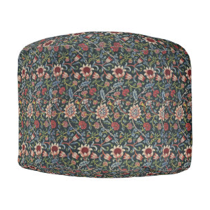 Vintage Decorative Art Floral Pattern Blue Pink  Pouf