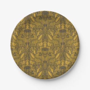 Vintage Decorative Art Nouveau Floral Pattern Paper Plates