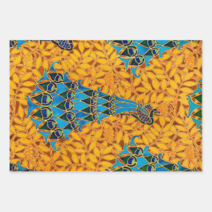 Vintage Decorative Art Nouveau Peacocks and Tree Wrapping Paper Sheets