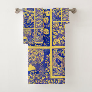 Vintage Decorative Botanical Art Nouveau Pattern Bath Towel Set