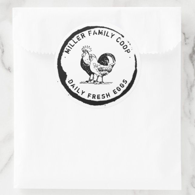 Vintage Decorative Coffee Stain Chicken Coop Classic Round Sticker (Bag)