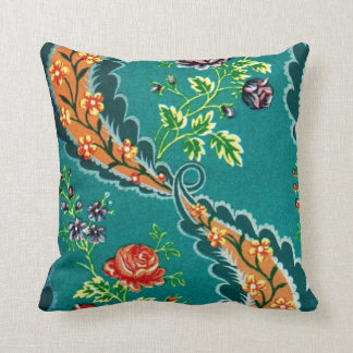 Vintage Decorative Colorful French Floral Design Throw Pillow