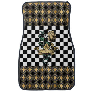 Vintage Decorative Crown & Rose Car Floor Mat
