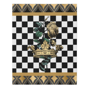 Vintage Decorative Crown & Rose Faux Canvas Print