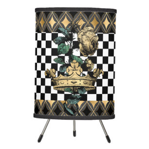 Vintage Decorative Crown & Rose Tripod Lamp