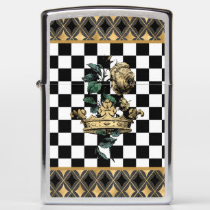 Vintage Decorative Crown & Rose Zippo Lighter