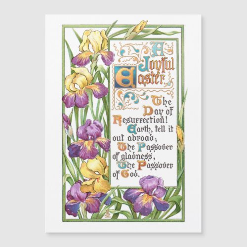 Vintage Decorative Easter Hymn Text with Irises