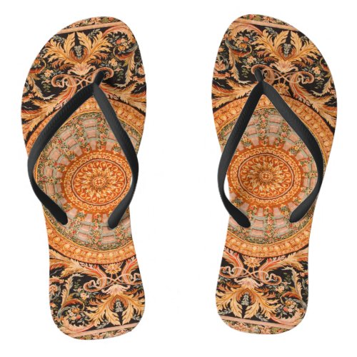 Vintage Decorative Floral Carpet Pattern Flip Flops