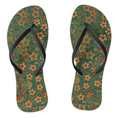 Vintage Decorative Floral Rug Pattern Flip Flops