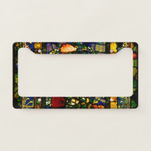 Vintage Decorative Floral Stained Glass License Plate Frame