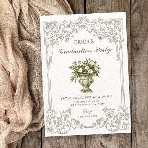 Vintage decorative French Toile graduation Invitation