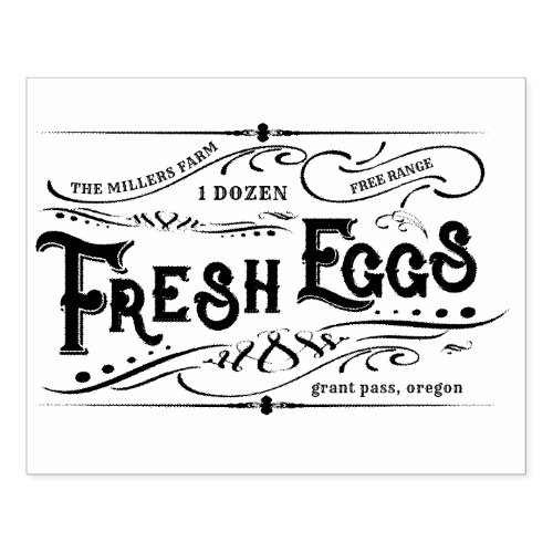Vintage decorative fresh eggs egg carton rubber stamp