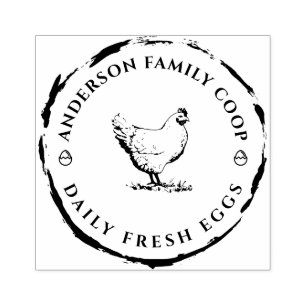 Vintage Decorative Hand-drawn Chicken Egg Carton Rubber Stamp