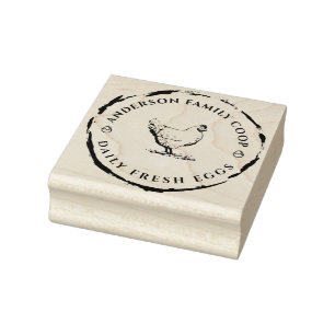 Vintage Decorative Hand-drawn Chicken Egg Carton Rubber Stamp