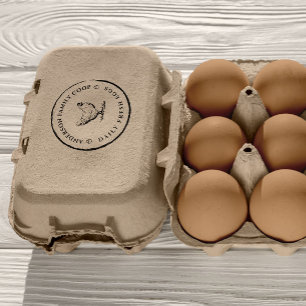 Vintage Decorative Hand-drawn Chicken Egg Carton Rubber Stamp