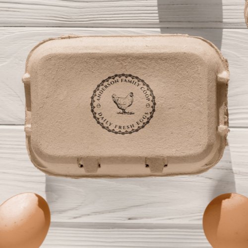 Vintage Decorative Hand_drawn Chicken Egg Carton   Rubber Stamp