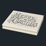 Vintage Decorative Merry Christmas Color Me script Rubber Stamp<br><div class="desc">A lovely Merry Christmas Script or Type decorated with a variety of flowers, acorns and greenery including holly. The drawing was used at the turn of the 20th century and makes a wonderful coloring page.</div>