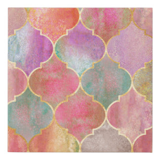 Vintage decorative moroccan seamless pattern with faux canvas print