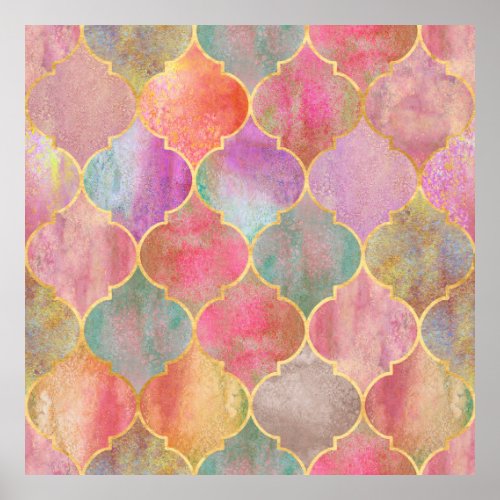 Vintage decorative moroccan seamless pattern with  poster