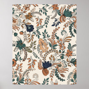 Vintage decorative paisley seamless pattern small poster