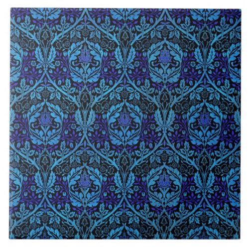 Vintage Decorative Pattern in Blue Ceramic Tile