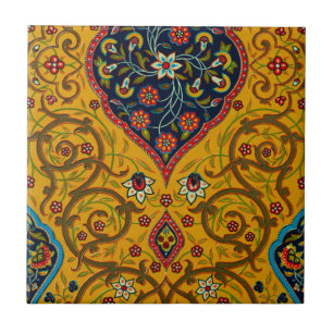 Vintage Decorative Persian Floral Art Ceramic Tile