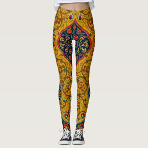 Vintage Decorative Persian Floral Art Leggings