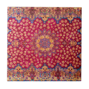 Vintage Decorative Persian Floral Carpet Ceramic Tile