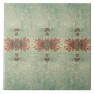 Vintage Decorative Tile Duo:Green and Reddish-Brow