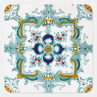 Vintage Decorative Victorian Art Nouveau Tile Square Sticker