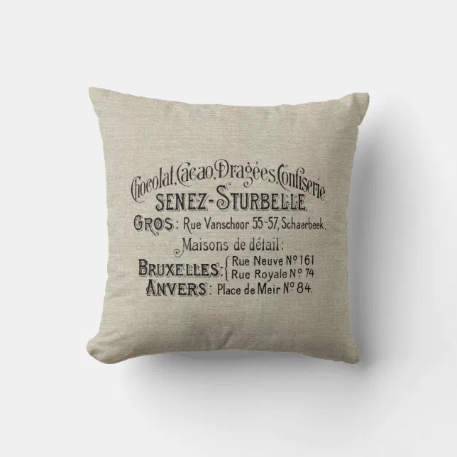 Vintage Decorator Pillow w/French Chocolate Ad | Zazzle