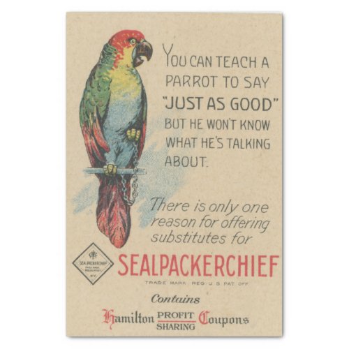 Vintage Decoupage Ephemera Parrot Catalog ad Tissue Paper