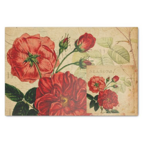 Vintage Decoupage Ephemera Roses Tissue Paper