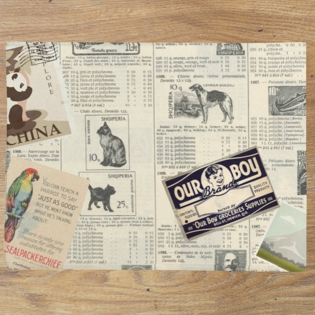 Vintage Decoupage Ephemera Stamps travel Tissue Paper (Creator Uploaded)