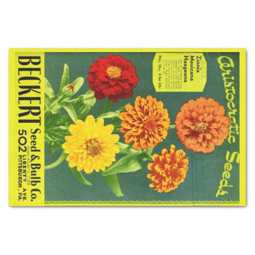 Vintage Decoupage Floral Seed Packet Inspired Tissue Paper
