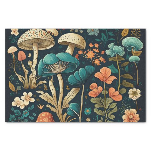Vintage Decoupage Mushrooms  Flora Collection Tissue Paper