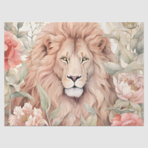 Vintage Decoupage Pastel Floral Lion Tissue Paper