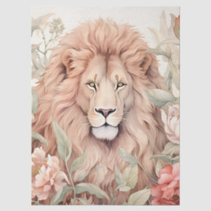 Vintage Decoupage Pastel Floral Lion Tissue Paper