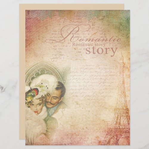 Vintage Decoupage Romantic Story Scrapbook Paper