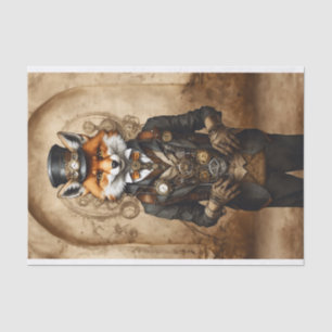Vintage Decoupage Steampunk Fox Tissue Paper