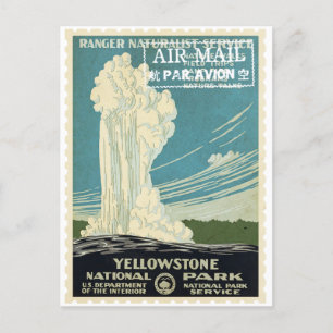 Vintage Decoupage Yellowstone Park Stamp Postcard