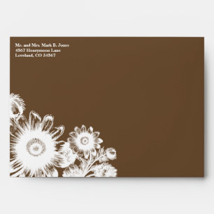 Vintage Deep Brown Flowers Wedding Envelopes