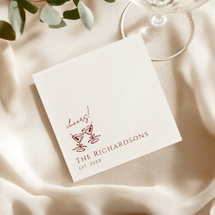 Vintage Deep Burgundy Martini Old Money Wedding Napkins