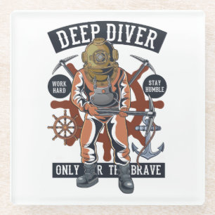 Vintage Deep Diver Glass Coaster