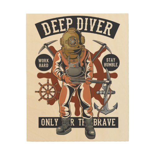 Vintage Deep Diver   Wood Wall Art