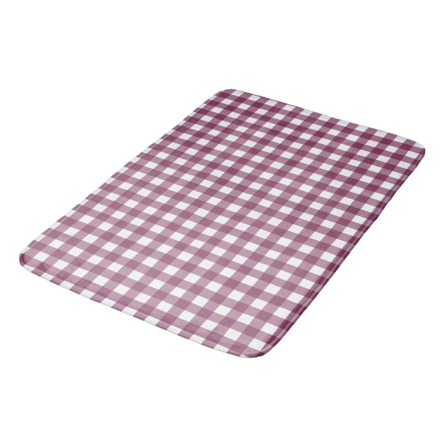 Vintage Deep Pink Check Gingham Pattern Bath Mat (Angled)
