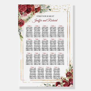 Vintage deep red and blush roses gold frame foam board