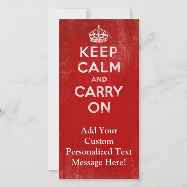 Vintage Deep Red Distressed Keep Calm and Carry On (Front)