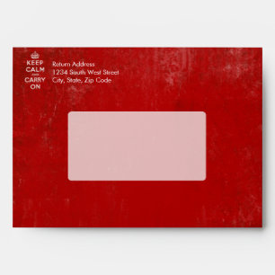 Vintage Deep Red Distressed Keep Calm and Carry On Envelope